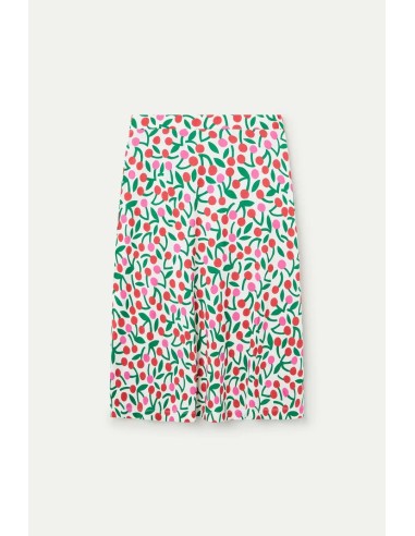 FALDA MIDI CON ESTAMPADO GUINDA