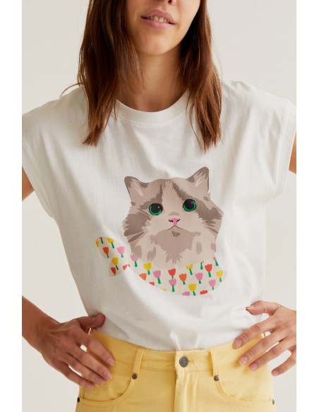 CAMISETA CON ESTAMPADO DE GATITO