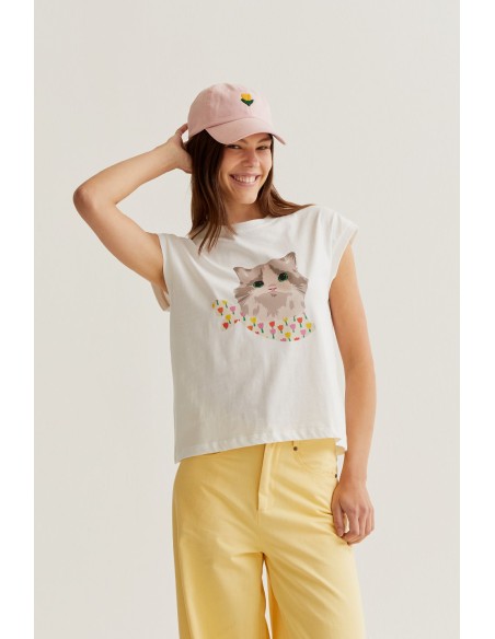 CAMISETA CON ESTAMPADO DE GATITO
