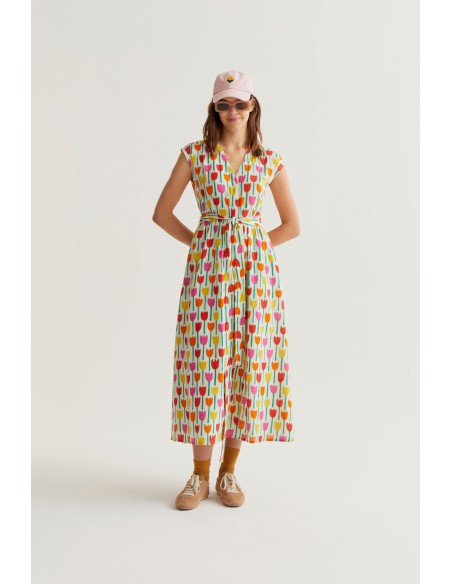 VESTIDO LARGO CON ESTAMPADO TULIPA