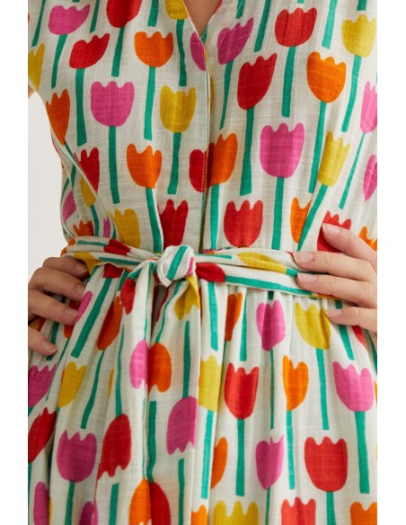VESTIDO LARGO CON ESTAMPADO TULIPA