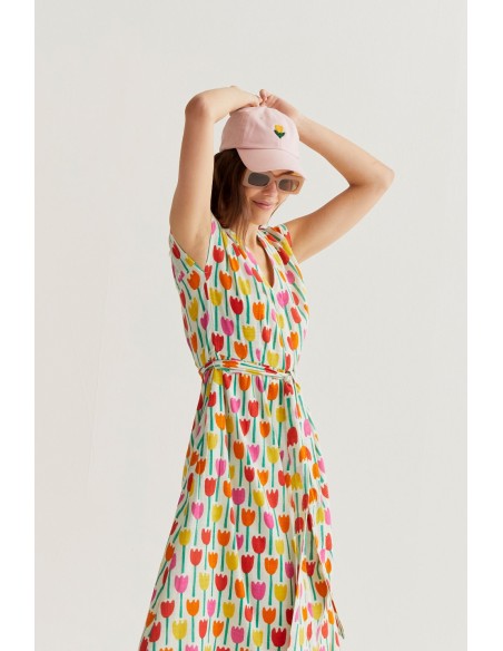 VESTIDO LARGO CON ESTAMPADO TULIPA