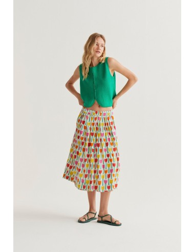 FALDA MIDI CON ESTAMPADO TULIPA