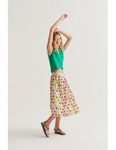 FALDA MIDI CON ESTAMPADO TULIPA