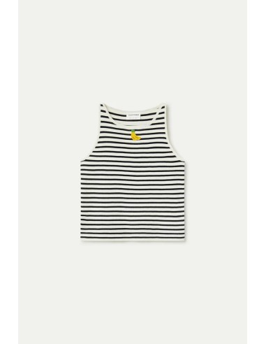 TOP DE RAYAS BLANCO Y NEGRO CON BORDADO DE BANANA