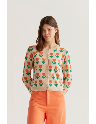 CÁRDIGAN PUNTO CON ESTAMPADO ORANGE TULIP