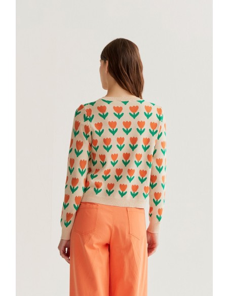 CÁRDIGAN PUNTO CON ESTAMPADO ORANGE TULIP