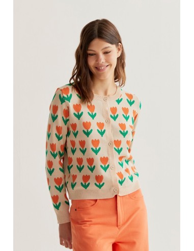 CÁRDIGAN PUNTO CON ESTAMPADO ORANGE TULIP