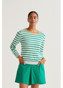 JERSEY DE PUNTO CON ESTAMPADO DE RAYAS BLANCO Y VERDE