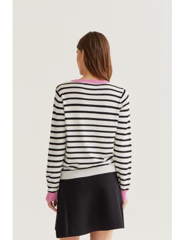 JERSEY DE PUNTO CON ESTAMPADO DE RAYAS BLANCO Y NEGRO
