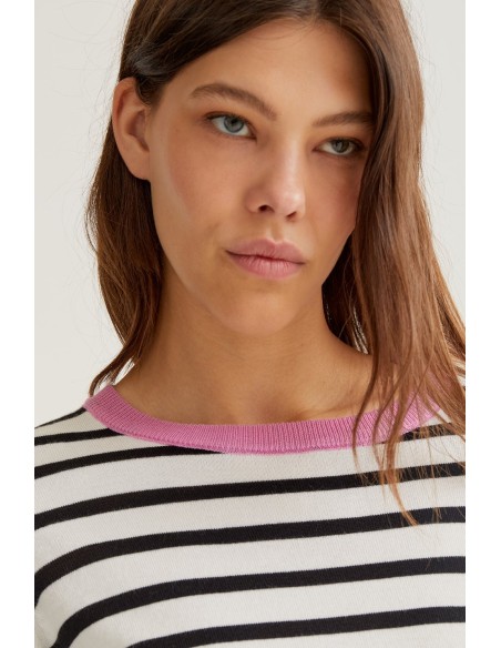 JERSEY DE PUNTO CON ESTAMPADO DE RAYAS BLANCO Y NEGRO