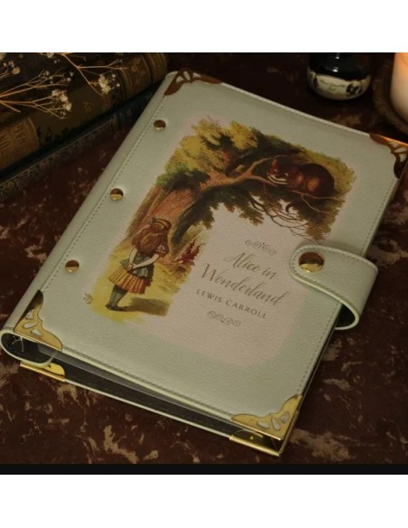 Cuaderno anillado recargable "alicia en el pais de las maravillas"turquesa.