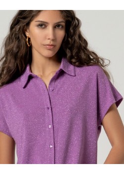 CAMISA MANGA CORTA DE LÚREX MALVA EMPOLVADO. 2