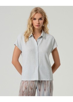 CAMISA DE MANGA CORTA DE LÚRX PLATA.