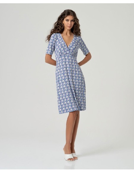 VESTIDO CORTO ESCOTE CRUZADO.