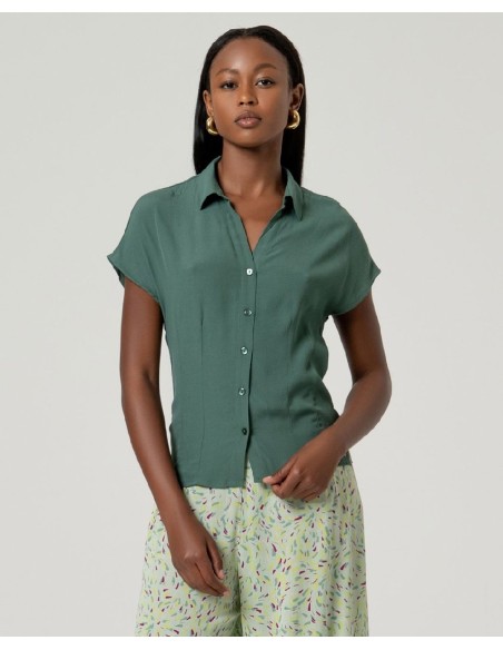 Camisa entallada en cintura sin mangas Verde Botella