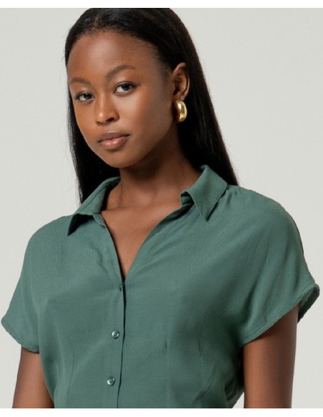 Camisa entallada en cintura sin mangas Verde Botella