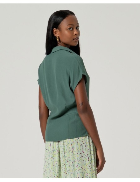 Camisa entallada en cintura sin mangas Verde Botella