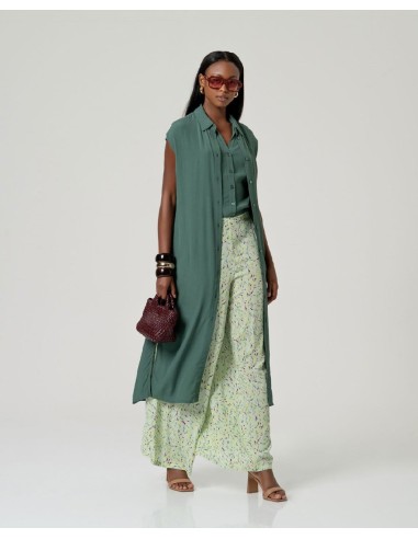 Camisa entallada en cintura sin mangas Verde Botella