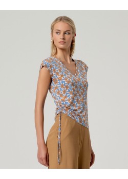 Camiseta sin mangas escote pico Azul Empolvado