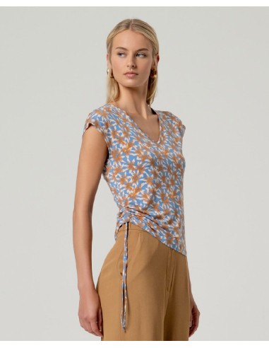 Camiseta sin mangas escote pico Azul Empolvado