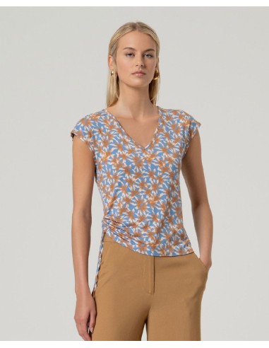 Camiseta sin mangas escote pico Azul Empolvado