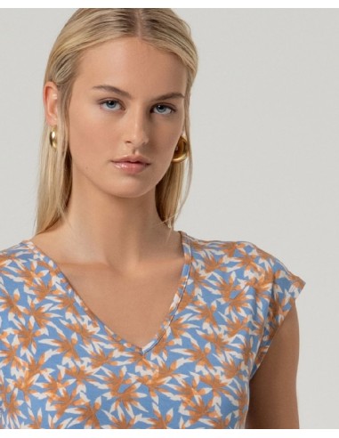 Camiseta sin mangas escote pico Azul Empolvado