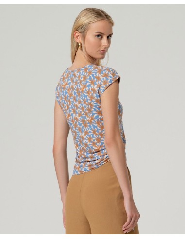 Camiseta sin mangas escote pico Azul Empolvado