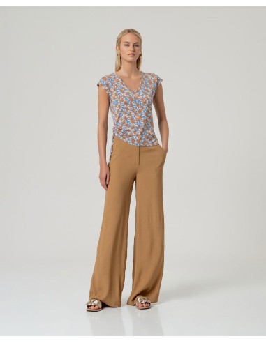 Camiseta sin mangas escote pico Azul Empolvado