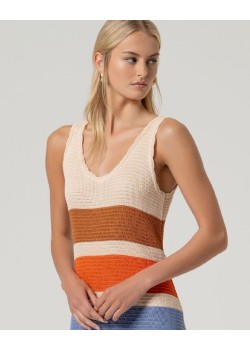 Vestido escote pico largo listado . 2