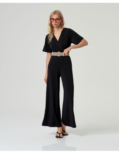 Mono con escote cruzado Negro