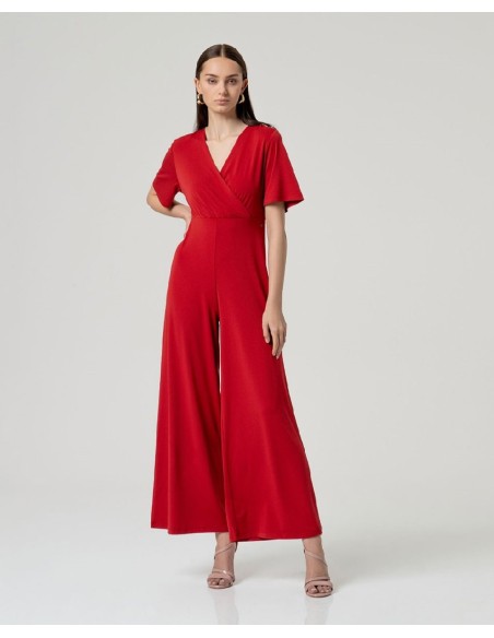 Mono con escote cruzado Rojo