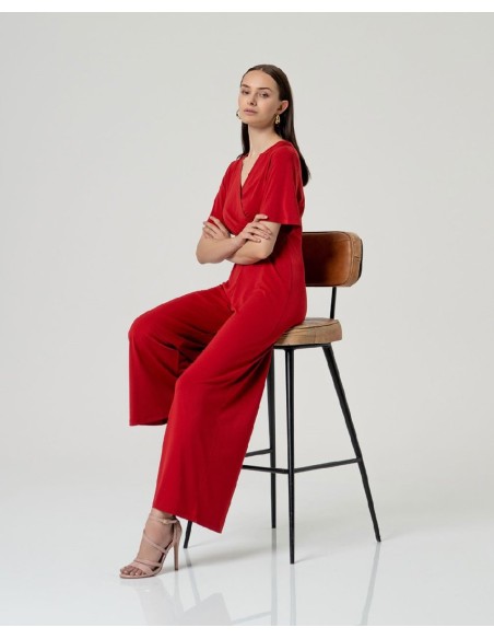 Mono con escote cruzado Rojo