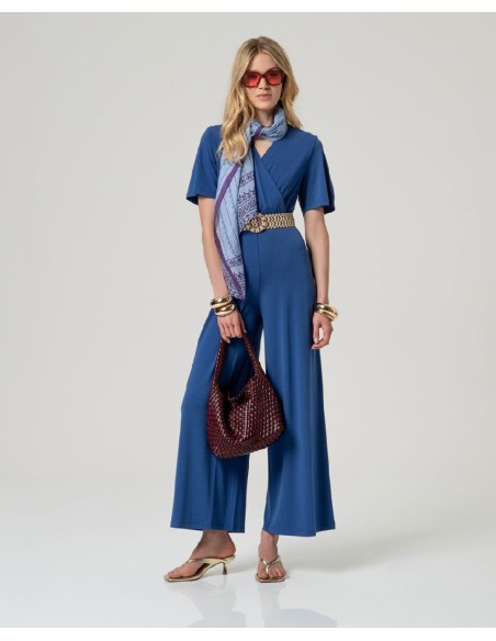 Mono con escote cruzado Azul