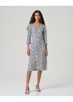 Vestido midi manga 3/4 Azul