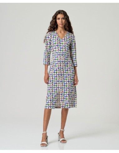 Vestido midi manga 3/4 Azul