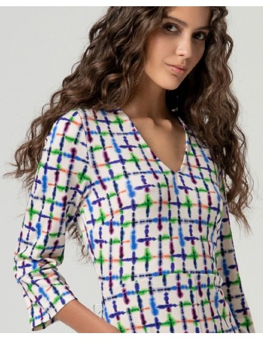 Vestido midi manga 3/4 Azul