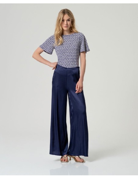 Pantalón ancho. Azul noche