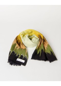 Pañuelo rectangular estampado con flecos cortos Oliva