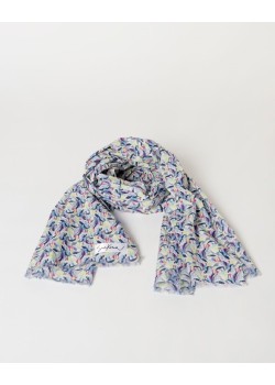 Pañuelo rectangular estampado con flecos cortos Azul