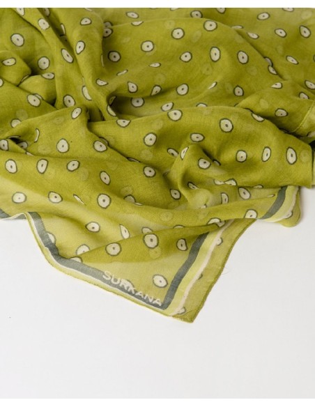 Pañuelo rectangular estampado Verde Empolvado