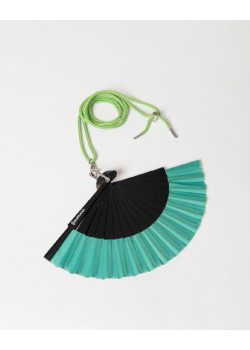 Mini abanico bicolor con cordón para colgar Negro