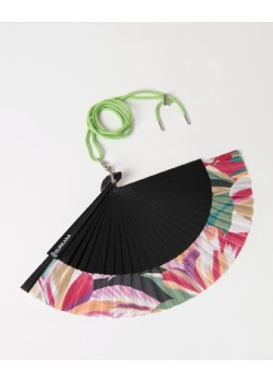 Abanico estampado con cordón para colgar Negro