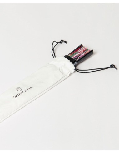 Abanico estampado con cordón para colgar Negro