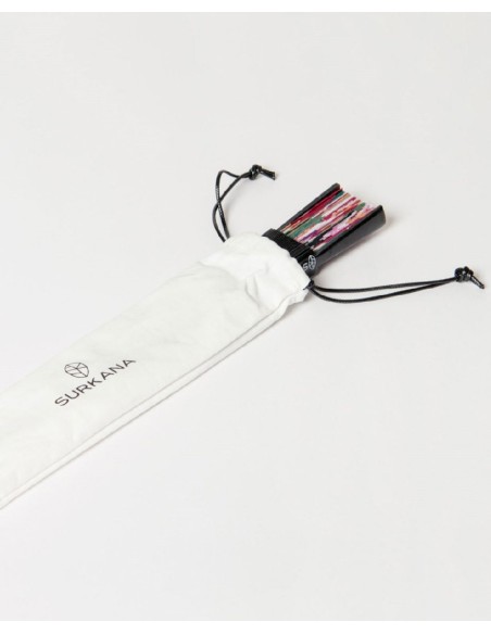 Abanico estampado con cordón para colgar Negro