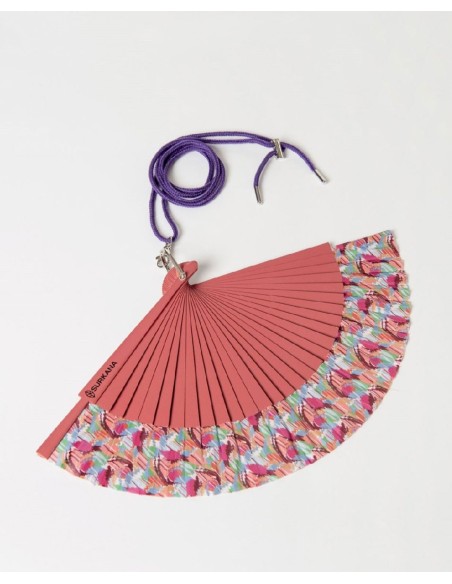 Abanico estampado con cordón para colgar Rojo