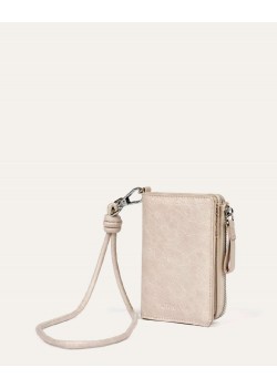 Cartera pequeña craquelada con cordón Gris