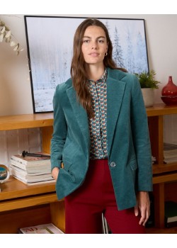 CHAQUETA DE DOBLE CRUCE CON FORRO ESTAMPADO.