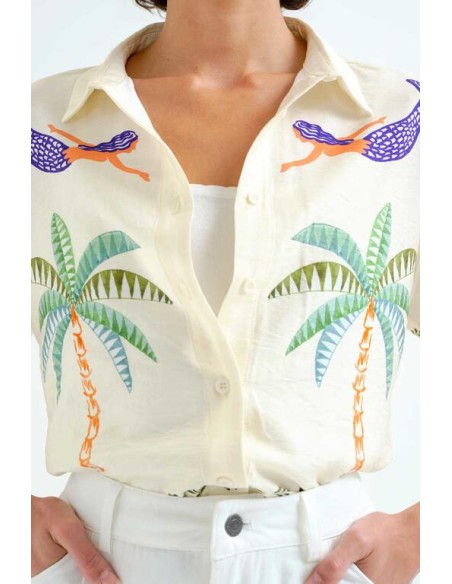 Camisa con estampado Palm & Mermaid