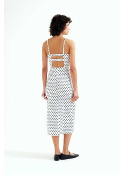 VESTIDO MIDI CON ESTAMPADO DE PUNTOS NEGROS. 2